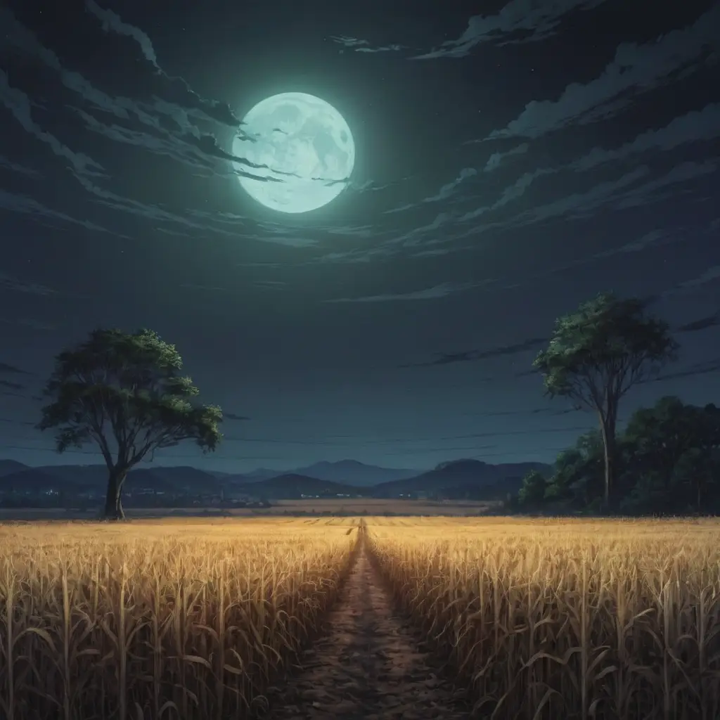 A Creepy and Haunted Cornfield at Nighttime