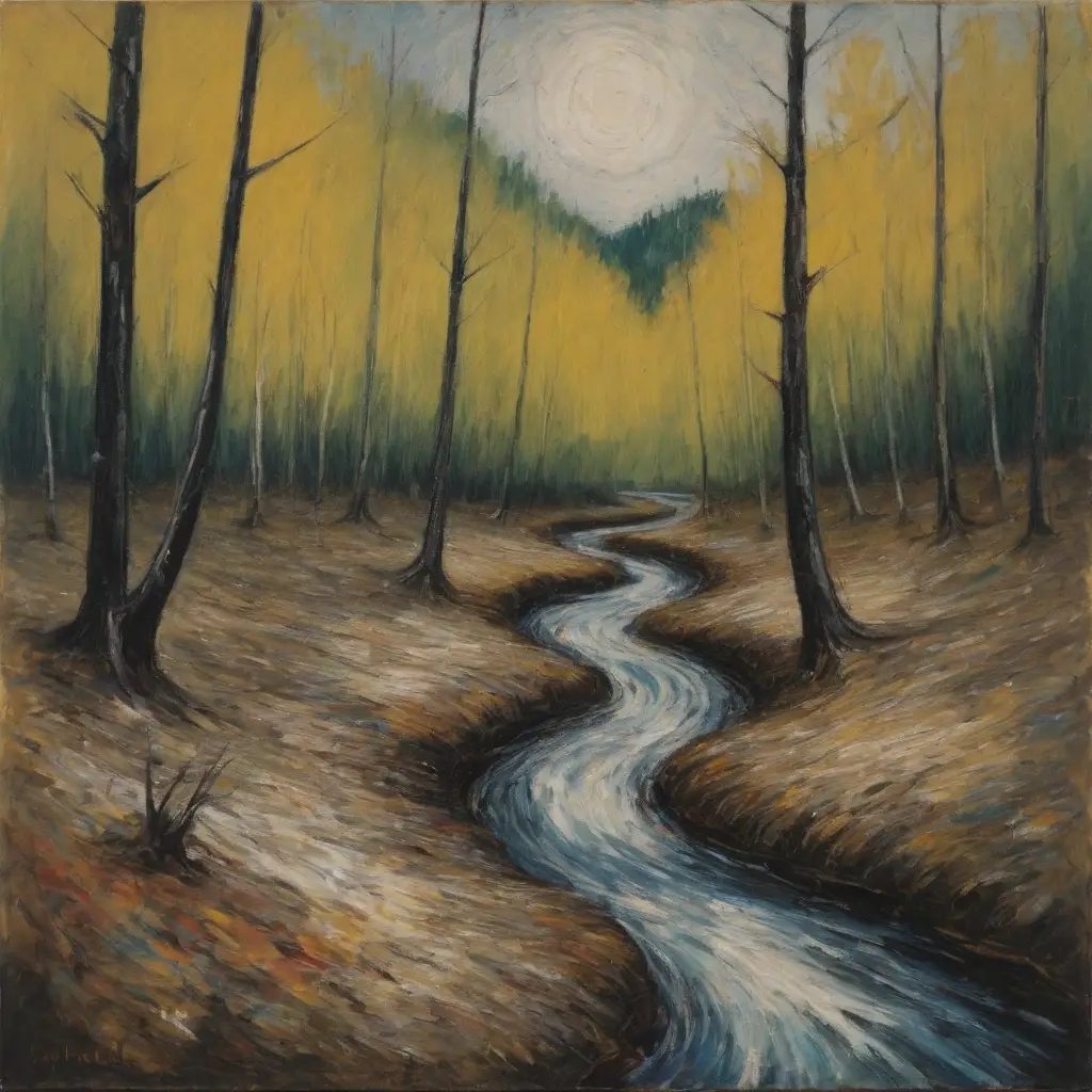 A Small Brook Running Through A Forest